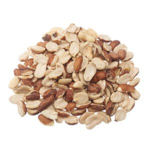 Raw split peanuts (kacha badam, kachi moongphali) on a white background